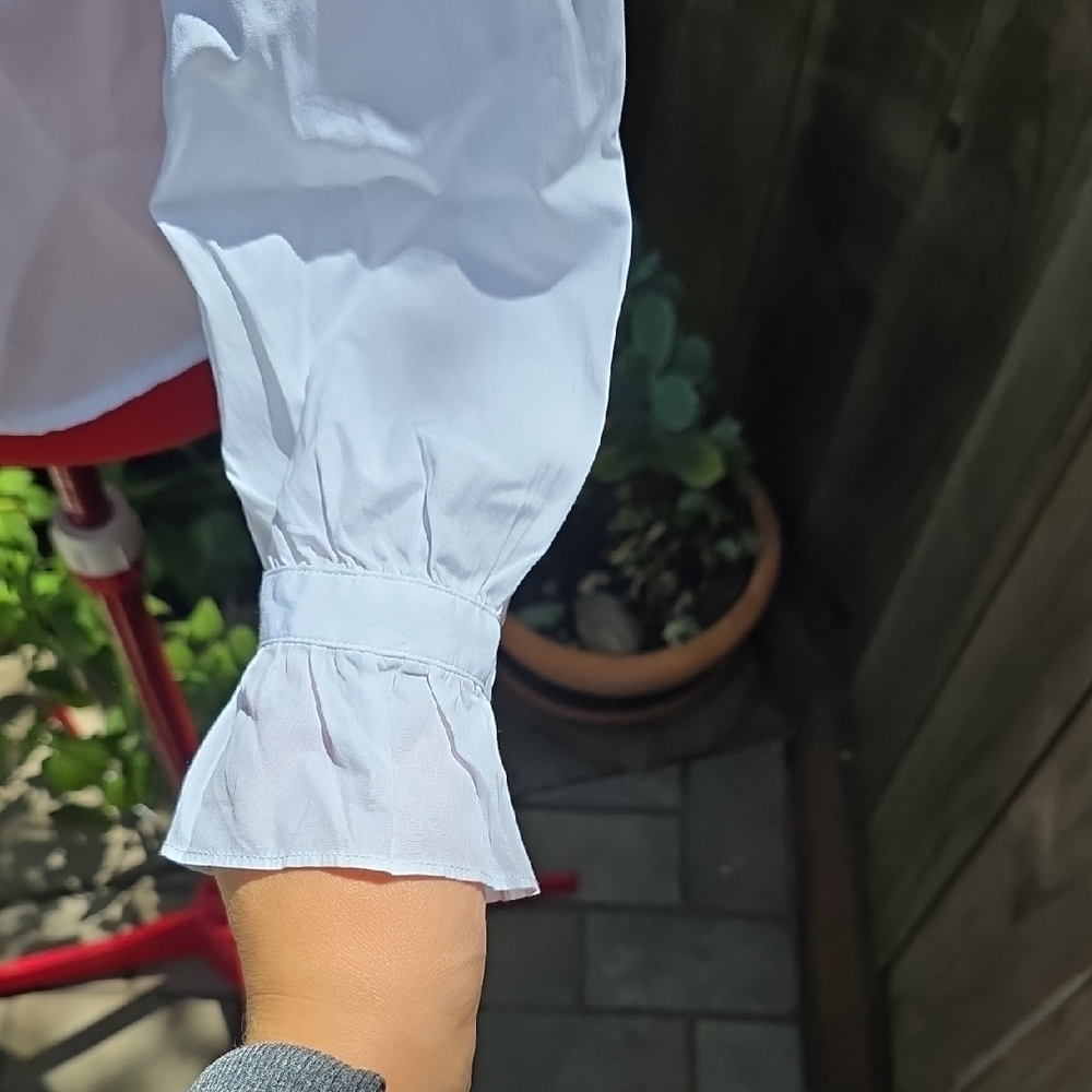 Gant White Long Sleeve Ruffled Button Down Shirt - Picture 2 of 6